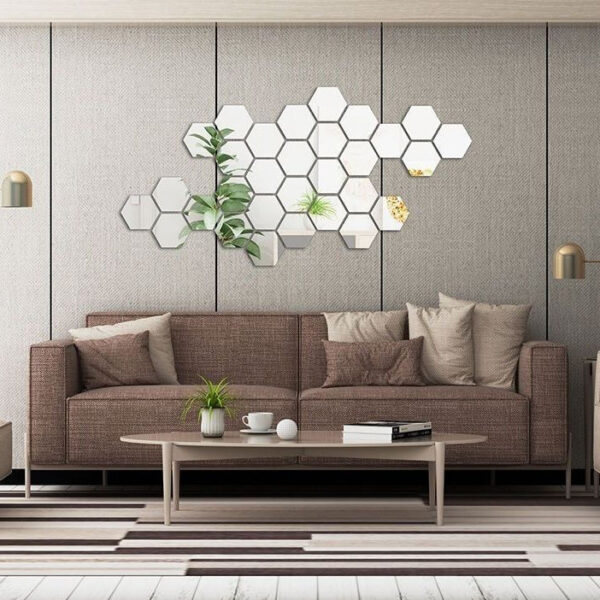 3D Hexagon Acrylic Mirror Wall (12 Pcs Set) - Image 3
