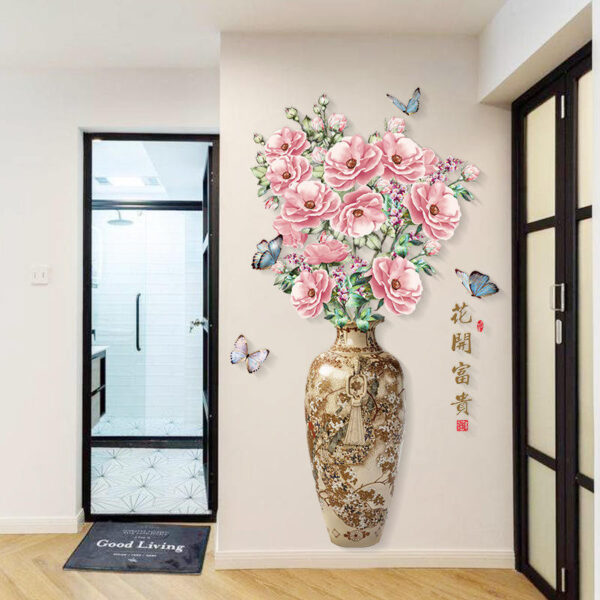 3D Big Vase Flower Sticker Wall Decor - Image 2
