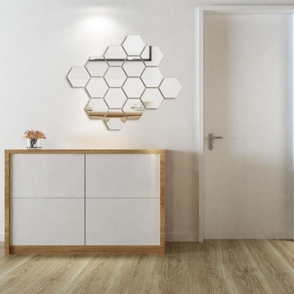 3D Hexagon Acrylic Mirror Wall (12 Pcs Set) - Image 5