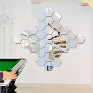 3D Hexagon Acrylic Mirror Wall (12 Pcs Set)