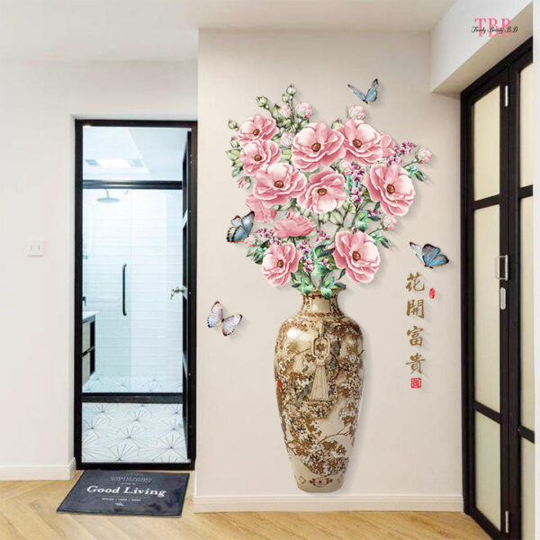 3D Big Vase Flower Sticker Wall Decor
