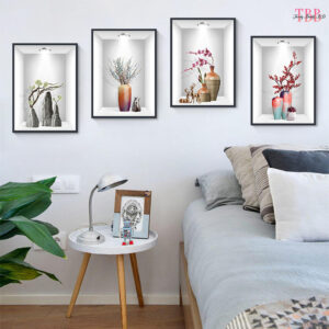 3D Flower Vase Wall Stickers